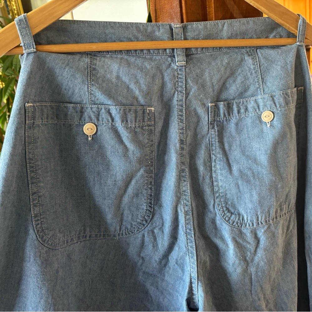 Vintage Polo by Ralph Lauren Chambray Cotton wide leg trousers, size 32 - Picture 4 of 11